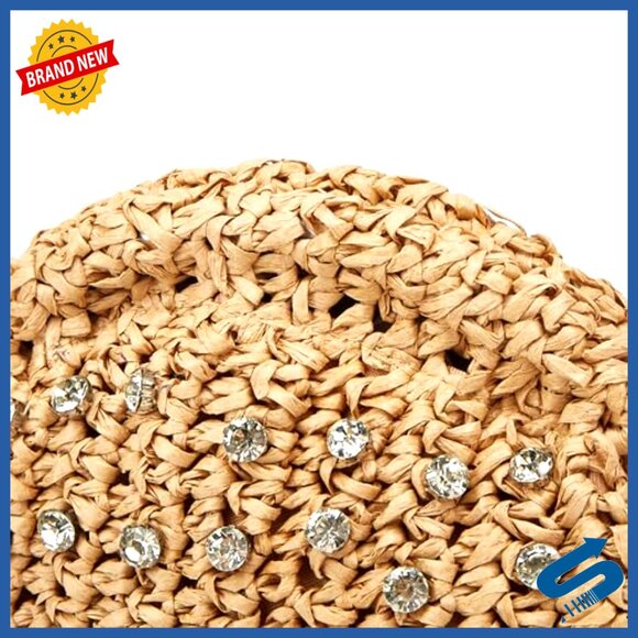 Straw Woven Clutch Purse with Detachable Chain Strap Summer Beach Bag